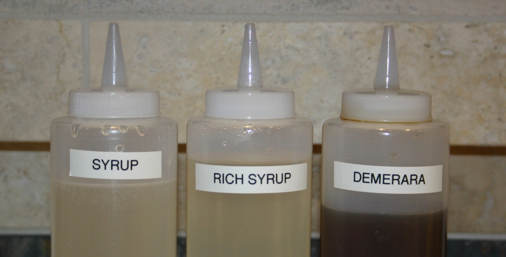 Syrups Simple Syrup, Rich Syrup and Demerara Syrup
