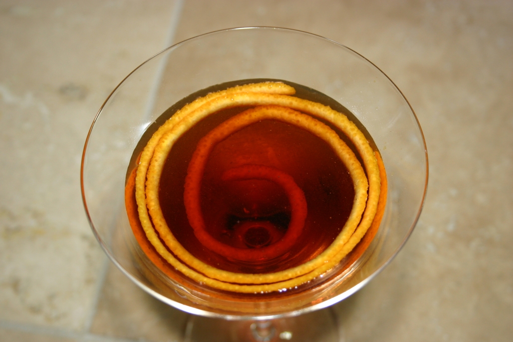 Zest Floating in Negroni